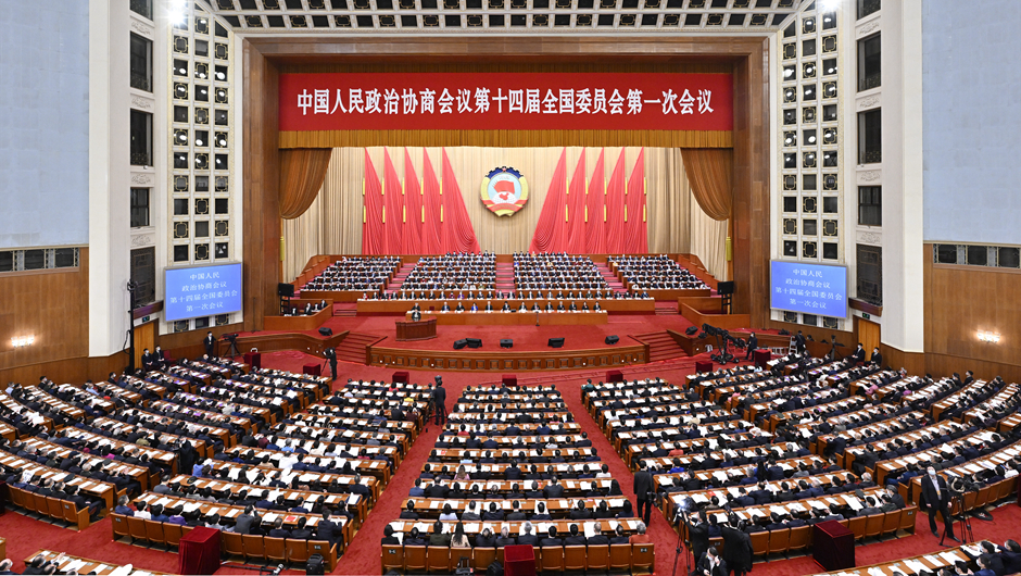 全國政協(xié)十四屆一次會(huì )議在北京人民大會(huì )堂舉行第二次全體會(huì )議